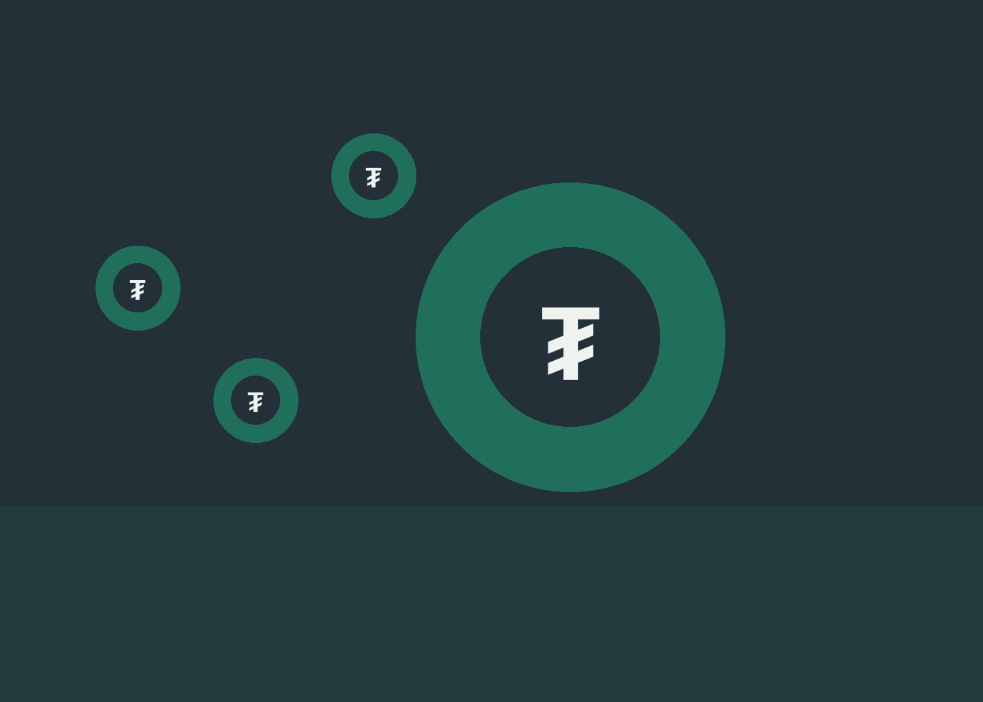 Gold coins stacked, pay with USDT